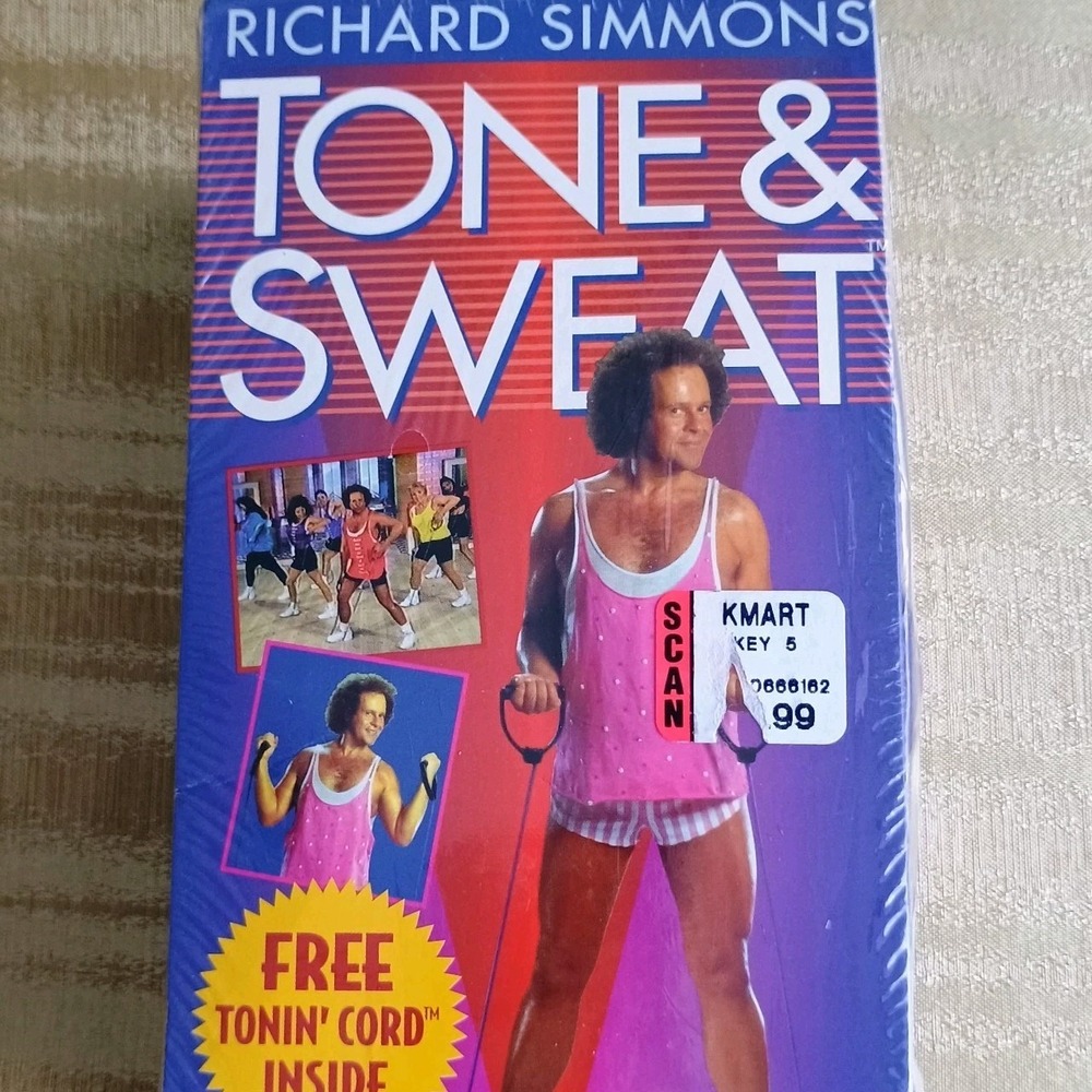 Richard Simmons TONE & SWEAT‎ VHS Tape Workout Free TONIN CORD New Sealed